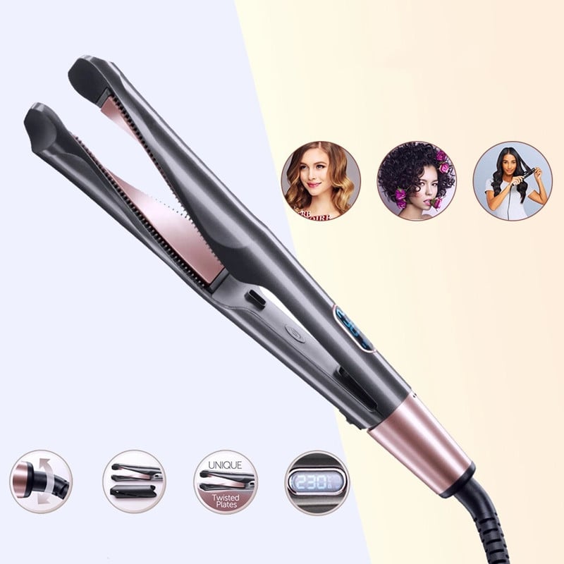 2 In 1 Hair Straightener and Curler for All Hair Types