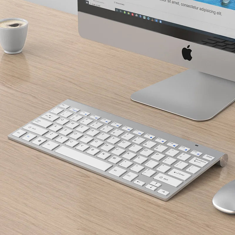 Ultra-thin 2.4G Mini Wireless Keyboard and Mouse for iMac Macbook Scissor Feet Chocolate Mute Windows Linux