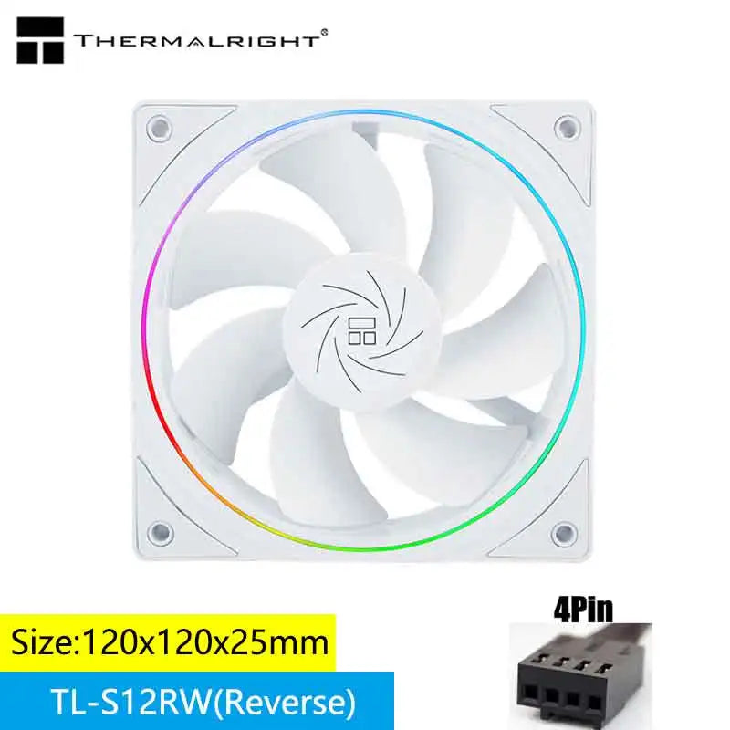 Thermalright TL-S12R 12CM computer case fan, reverse air outlet,Halo lighting effect，4PIN PWM/5V 3PIN ARGB,1500RPM