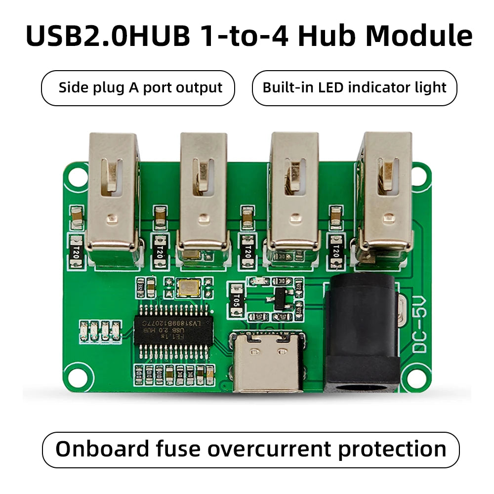 DC 5V USB 2.0 HUB 1 to 4 HUB Module FE1.1S Chip Transmission Speed 480Mbps For Keyboard Mice Portable Hard Drive Card Reader