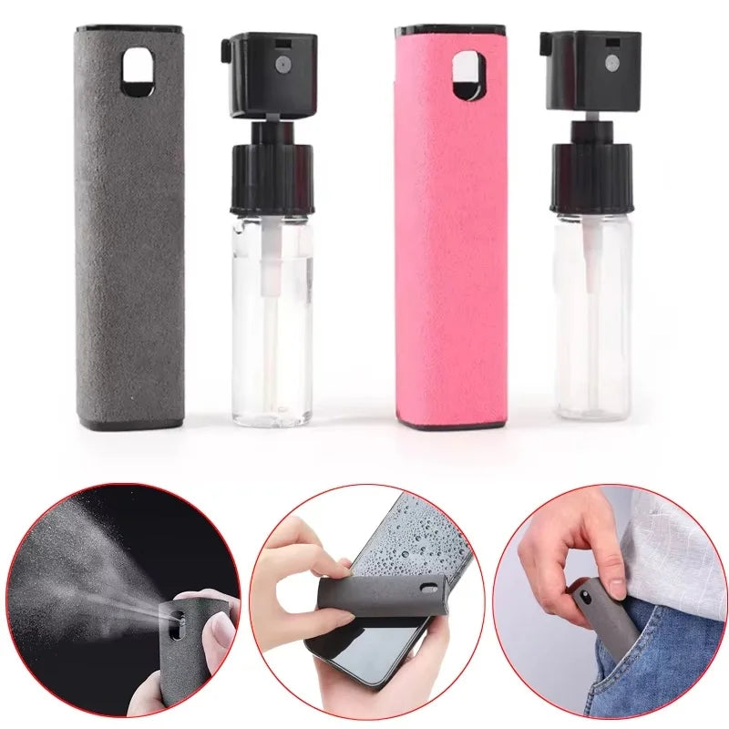 2 In 1 Phone Screen Cleaner Portable Spray Cleaner Microfiber Cloth Set Mini Cleaning Tool For Tablet Mobile Phone Touch Screen