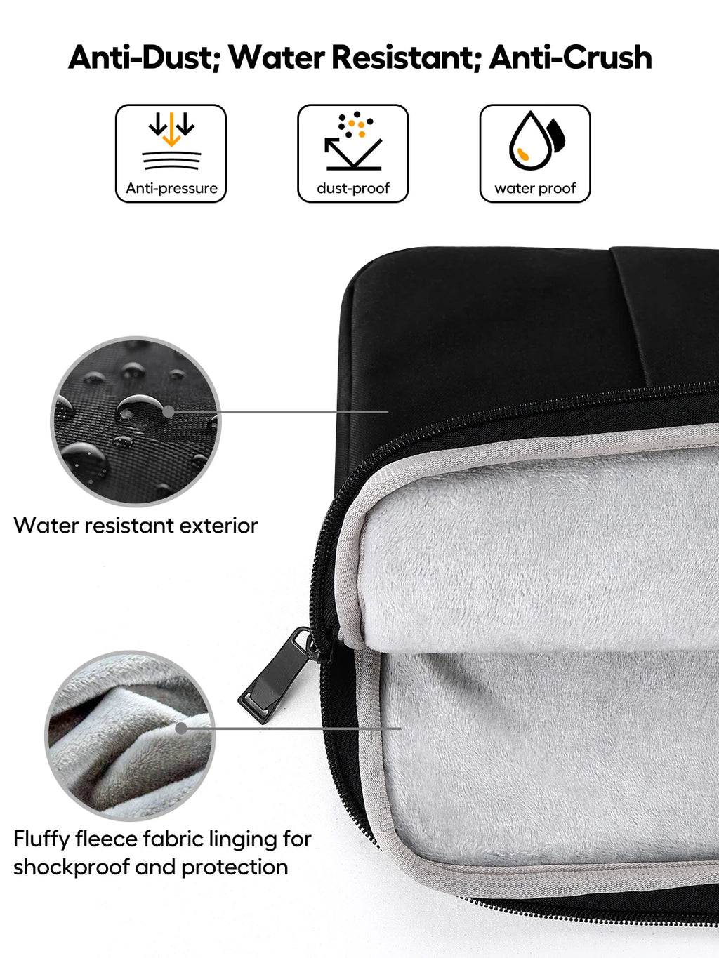 UPERFECT Laptop Sleeve Case 19 inch 360° Protective Handbags Portable Computer Cover Bag with Pocket Zipper for 17-19" Monitor