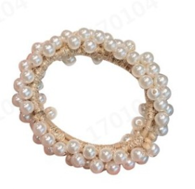 Half Circle Pearl Hair Tie with Beads and Hair Flower