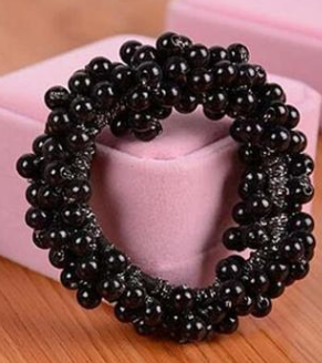 Half Circle Pearl Hair Tie with Beads and Hair Flower